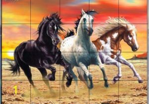 Horse Tile Murals Galloping Horses by Interlitho Designs Kitchen Backsplash Bathroom