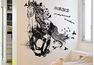 Horse Wall Decals Murals Lumalt03 Wandaufkleber Diy Schwarz Run Of Horse Abnehmbare