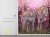 Horse Wall Mural Stickers Pink Blossom Unicorn Wall Mural Wallpaper