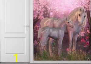 Horse Wall Mural Stickers Pink Blossom Unicorn Wall Mural Wallpaper