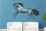 Horse Wall Mural Stickers Running Horse Wall Decals Gray Horse Decor Multicolor Horse