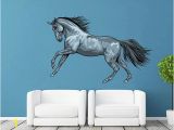 Horse Wall Mural Stickers Running Horse Wall Decals Gray Horse Decor Multicolor Horse