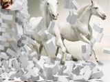 Horse Wall Murals Uk wholesale 3d White Horse Wall Murals Wallpaper Canvas 3d Horse