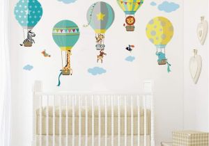 Hot Air Balloon Wall Mural Decalmile Animals In Hot Air Balloons Wall Decals Kids Wall