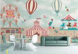 Hot Air Balloon Wall Mural Kids Wallpaper Red Circus Wall Mural Amusement Park Wall Art