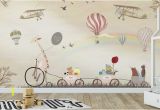 Hot Air Balloon Wall Mural Kids Wallpaper Vintage Hot Air Balloon Wall Mural Rainbow Wall Print Cartoon Animal Wall Art Nursery Wall Decor