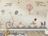 Hot Air Balloon Wall Mural Kids Wallpaper Vintage Hot Air Balloon Wall Mural Rainbow Wall Print Cartoon Animal Wall Art Nursery Wall Decor