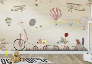 Hot Air Balloon Wall Mural Kids Wallpaper Vintage Hot Air Balloon Wall Mural Rainbow Wall Print Cartoon Animal Wall Art Nursery Wall Decor