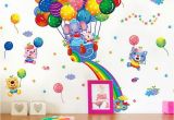 Hot Air Balloon Wall Mural Shijuehezi] Colorful Hot Air Balloon Wall Stickers Animal