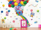 Hot Air Balloon Wall Mural Shijuehezi] Colorful Hot Air Balloon Wall Stickers Animal