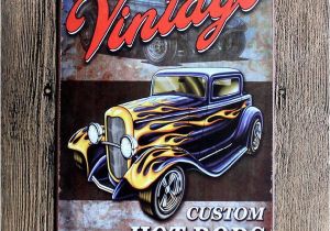 Hot Rod Garage Wall Murals 2019 Vintage Car Retro Metal Tin Signs Retro Wall Decals Plaque Club Pub Bar Garage Kitchen Poster Decoration Living Room Decor From Luckyaboy5 $1 81