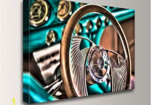 Hot Rod Garage Wall Murals Classic Car Steering Wheel Close Up Hdr Graphy