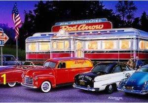 Hot Rod Garage Wall Murals the Red Arrow Diner Hot Rod Print