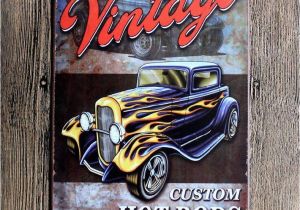 Hot Rod Wall Murals 2019 Vintage Car Retro Metal Tin Signs Retro Wall Decals Plaque Club