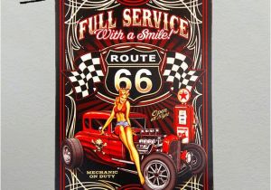 Hot Rod Wall Murals Dl Full Service Hot Rod Route 66 Metal Sign Pin Up Girls with Smile