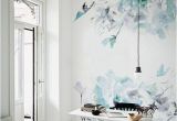 How Much are Wall Murals Blue Vintage Spring Floral Wallpaper Watercolor Wallpaper