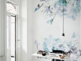 How Much are Wall Murals Blue Vintage Spring Floral Wallpaper Watercolor Wallpaper