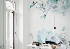 How Much are Wall Murals Blue Vintage Spring Floral Wallpaper Watercolor Wallpaper