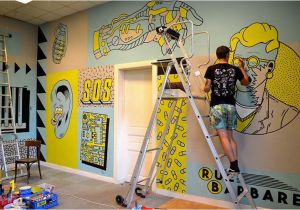 How to Do Mural Painting On Wall Freak City Paints Punk Rock themed Mural Inside An Old
