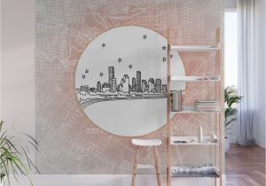 How to Draw A Mural On A Wall Houston Texas City Skyline Illustration Drawing Wall Mural