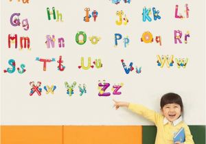 How to Hang A Wall Mural Poster English Alphabet Cartoon Animals Wall Stickers Kids Room Nursery Wall Mural Poster Art Early Education Wallpaper Decals Hanging Graphic Decal Wall