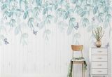 How to Hang A Wall Mural Watercolor Mint Leaves Wallpaper Wall Mural Hanging Leaf Branch
