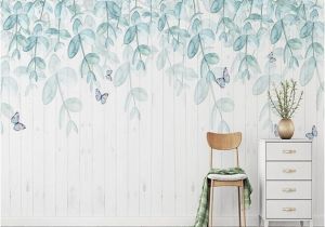 How to Hang A Wall Mural Watercolor Mint Leaves Wallpaper Wall Mural Hanging Leaf Branch