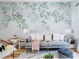 How to Hang Mural Wallpaper Watercolor Hand Painted Leave Vine Wallpaper Wall Mural Fresh Green