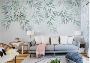 How to Hang Mural Wallpaper Watercolor Hand Painted Leave Vine Wallpaper Wall Mural Fresh Green