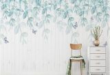 How to Hang Mural Wallpaper Watercolor Mint Leaves Wallpaper Wall Mural Hanging Leaf Branch