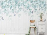 How to Hang Mural Wallpaper Watercolor Mint Leaves Wallpaper Wall Mural Hanging Leaf Branch