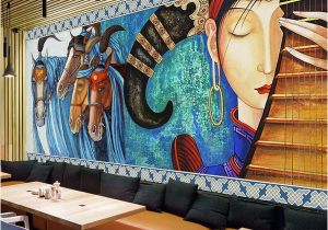 How to Mural Painting Wall Custom Mural Wallpaper Lute Horses Hand Painted Abstract Art Wall Painting Restaurant Cafe Living Room Hotel Fresco Wall Paper Canada 2019 From