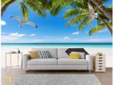 How to Paint A Beach Wall Mural Custom Wallpaper for Walls 3 D Murals Wallpaper Hd Seascape Beach Tree Living Room Landscape Painting Tv Background Wall Papers Decor