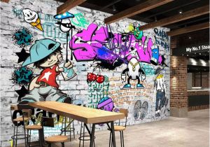 How to Paint A Brick Wall Mural Beibehang Custom Wallpaper Fashion Trend Street Art Graffiti Brick Cafe Bar Restaurant Painting Background Wall 3d Wallpaper