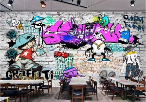 How to Paint A Brick Wall Mural Us $8 85 Off Beibehang Custom Wallpaper Fashion Trend Street Art Graffiti Brick Cafe Bar Restaurant Painting Background Wall 3d Wallpaper In