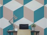 How to Paint A Geometric Wall Mural Blue Cubes Wallpaper 3d Cube Design