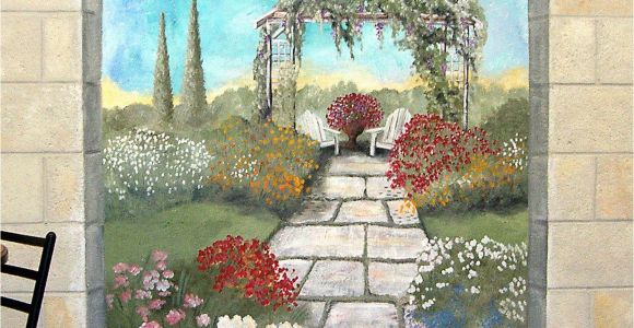 How to Paint A Mural On A Concrete Wall Garden Mural On A Cement Block Wall Colorful Flower Garden