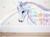 How to Paint A Rainbow Wall Mural Unicorn Wall Decal Unicorn Decor Unicorn Sticker Horse Wall