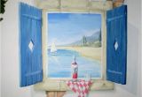 How to Paint A Wall Mural with Acrylics Window with Shutters and Exposed Brick