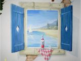 How to Paint A Wall Mural with Acrylics Window with Shutters and Exposed Brick