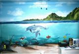 How to Paint An Ocean Mural On A Wall Half Land Half Underwater Amazing