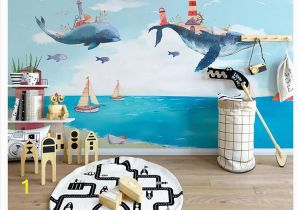 How to Paint An Ocean Mural On A Wall Papel De Parede 3d Wallpapers Custom Mural Wall Paper nordic Creative Watercolor Mediterranean Ocean Whale Children S Room Background High