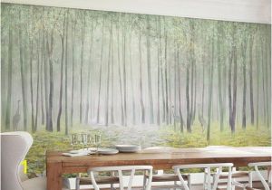 How to Paint Grass On A Wall Mural Abstract Hand Painted Birch forest Scenic Wallpaper Wall