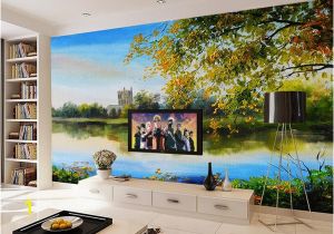 How to Remove A Painted Mural From Wall Custom Size 3d Wallpaper Living Room Mural Beautiful Lakeside Landscape Painting Picture sofa Tv Backdrop Wallpaper Non Woven Sticker High