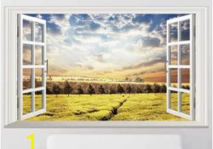 How to Remove A Wall Mural Tmy7001 Export Wall Sky Tea Garden Window to Remove Pvc Environmental Stickers Bedroom Living Room Decoration