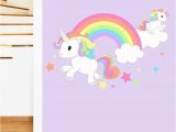 How to Transfer Mural On Wall Rainbow Unicorn & Stars Mural Wall Sticker Girl S