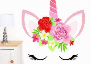 How to Transfer Mural On Wall Unicorn Face with Flowers Mural Wall Sticker Girl S