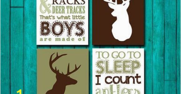 Hunting Camo Wall Murals Hunting Nursery Wall Art Rifles Racks & Deer Tracks by