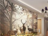 Hunting Mural Wallpaper Beibehang Wallpaper for Walls 3 D Retro Nostalgic Style forest Deer