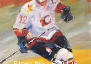 Ice Hockey Wall Murals Ice Hockey Player In Rink Sports 24×36 Handpainted Oil